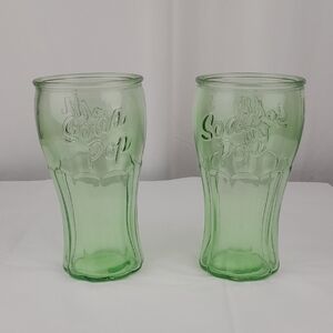 Set Of 2 Green Soda Pop Glasses